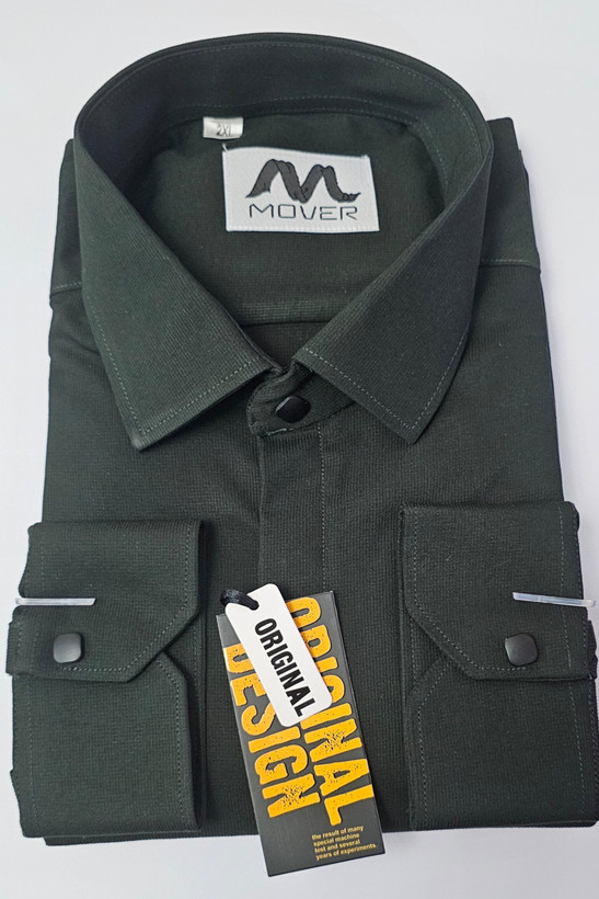 پیراهن سبز تیره از الیاف پنبه کش اعلا با تنخوری اسلیم فیت شیک